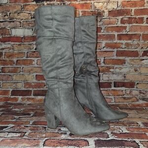 JustFab Gray Heeled Boots